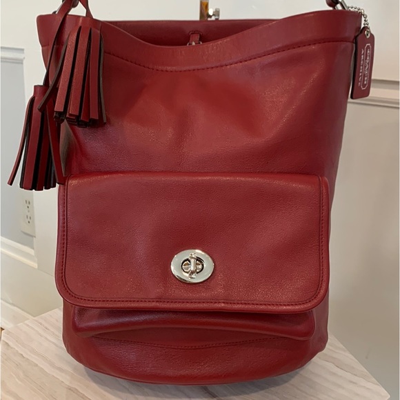 Coach Handbags - Coach Large Vintage Legacy Archival Tassel Turnlock Bucket Bag Rare
